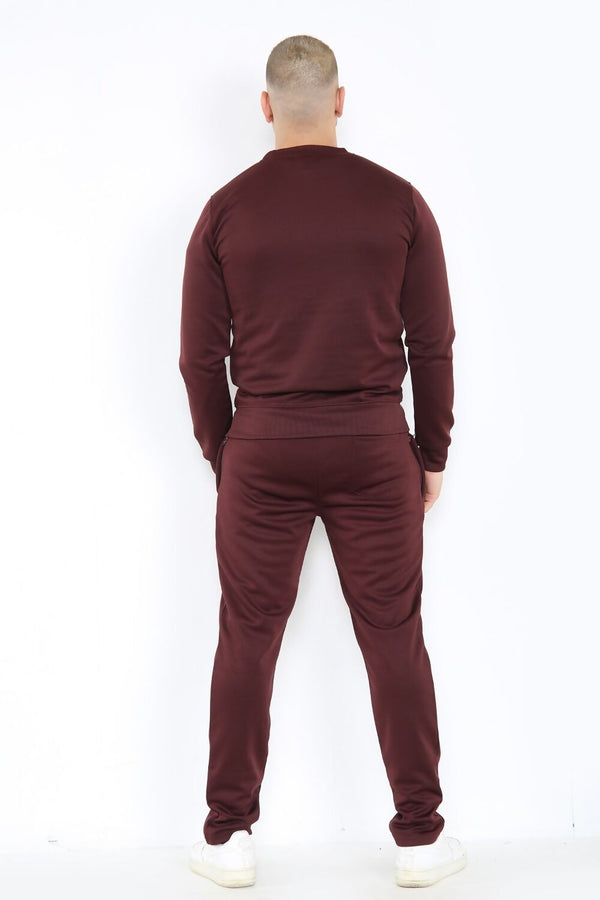 Brown Crew Sweatshirt And Pintuck Jogger Tracksuit
