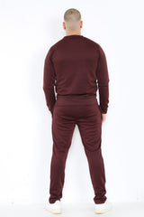 Brown Crew Sweatshirt And Pintuck Jogger Tracksuit