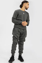 Charcoal Fleece Basic Crew Neck Tracksuit