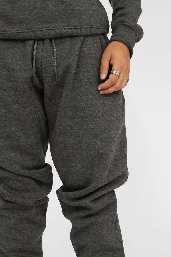 Charcoal Fleece Basic Crew Neck Tracksuit
