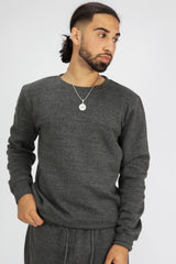 Charcoal Fleece Basic Crew Neck Tracksuit