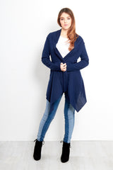 Navy Ribbed Waterfall Cardigan