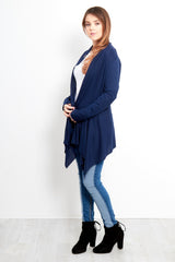 Navy Ribbed Waterfall Cardigan