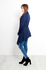 Navy Ribbed Waterfall Cardigan