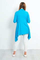 Turquoise Ribbed Waterfall Cardigan