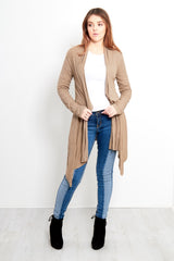 Mocha Ribbed Waterfall Cardigan