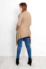 Mocha Ribbed Waterfall Cardigan