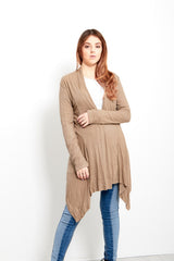 Mocha Ribbed Waterfall Cardigan