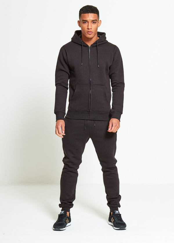 Mens Black Block Hooded Tracksuit