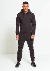 Mens Black Block Hooded Tracksuit