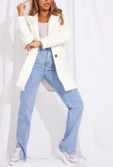 Cream Borg Teddy Button Coat