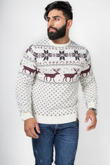 Mens Cream Nordic Stag Festive Christmas Jumper