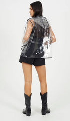 Clear With Contrasting Trim Hooded Rain Jacket