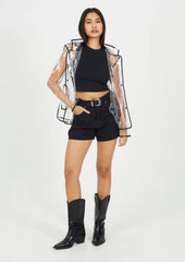 Clear With Contrasting Trim Hooded Rain Jacket
