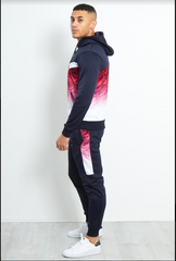 Navy Slim Fit Two Tone Rose Print Tracksuit 