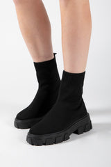 Black Chunky Ankle Sock Boots