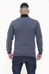 Mens Charcoal And Black Colourblock Zip Up Jumper 