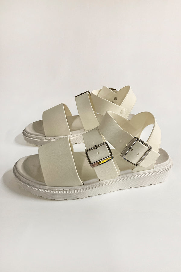Cream Strappy Chunky Sandals