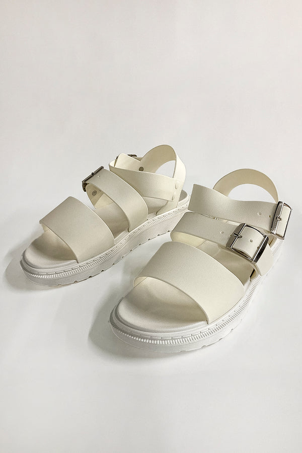 Cream Strappy Chunky Sandals