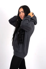Dark grey pullover pocket detail hoodie