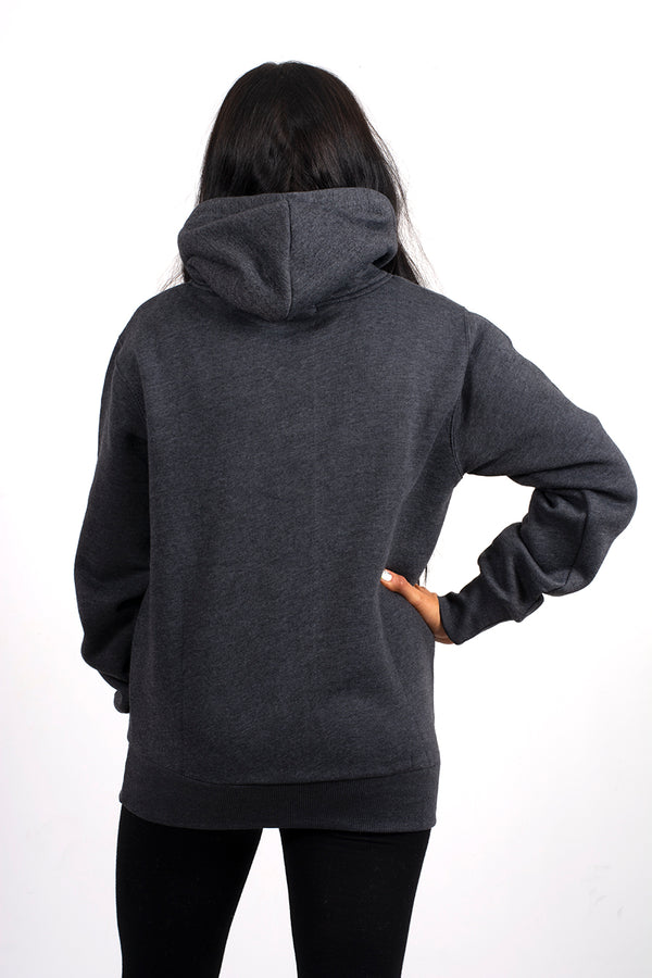 Dark grey pullover pocket detail hoodie