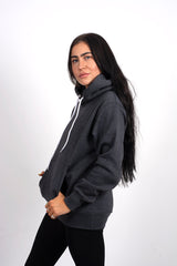 Dark grey pullover pocket detail hoodie