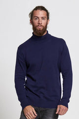 Navy Turtle Neck Fine Knit Jumper