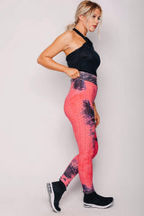 Pink Textured Tie Dye High Waist Gym Leggings