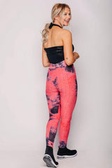 Pink Textured Tie Dye High Waist Gym Leggings