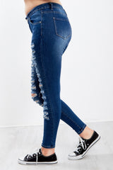 Dark Denim Distressed skinny jeans