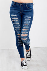 Dark Denim Distressed skinny jeans