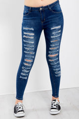 Dark Denim Distressed skinny jeans
