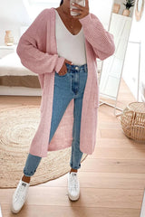 Brown Oversized Balloon Sleeve Knitted Cardigan