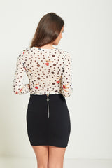 Cream Polka Dot Mesh Top