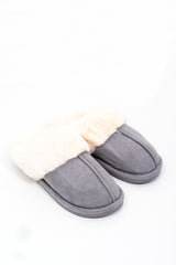 Mens grey faux suede slippers