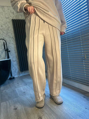 Oatmeal Fleece Lined Seem Straight Leg Trouser