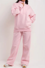 Pink Half Zip Sweatshirt And Joggers Loungewear Set
