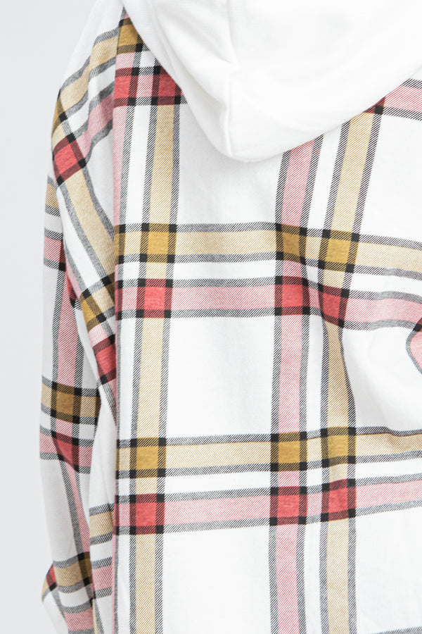 Fuchsia Check Shacket with Hood 