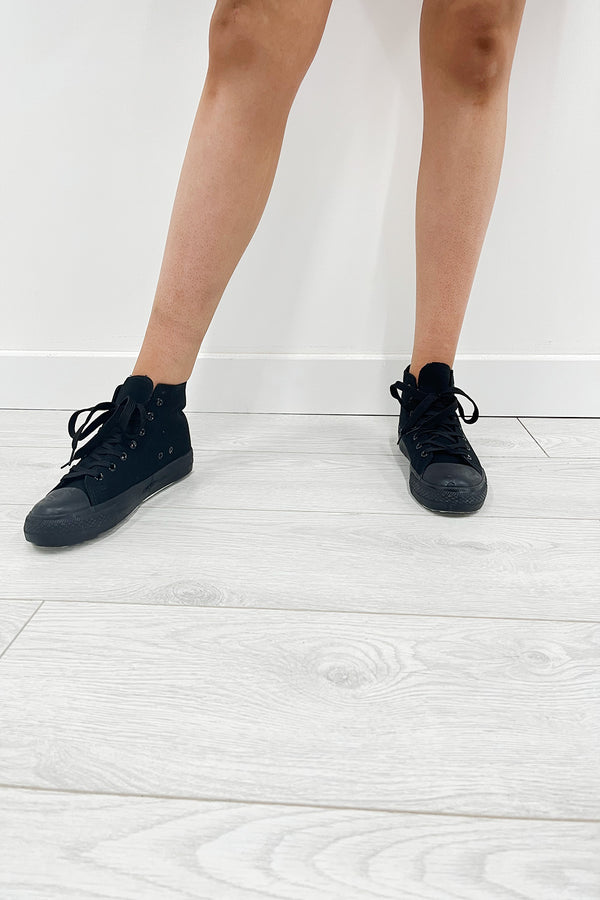 Mono Black High Top Canvas Trainers