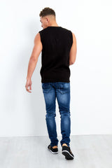 Black V-Neck Sleeveless Knitted Jumper