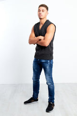 Charcoal V-Neck Sleeveless Knitted Jumper