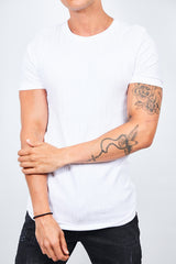 Mens White Ribbed Detail T-Shirt