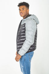 Mens Grey Reflective Contrast Quilted Jacket