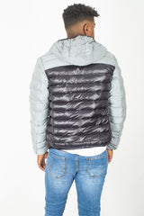 Mens Grey Reflective Contrast Quilted Jacket