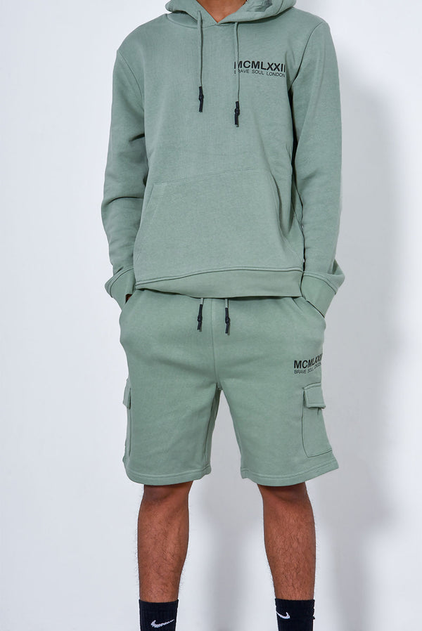Men Printed Hoodie And Short Tracksuit