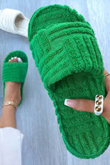 Green Towelling Slippers