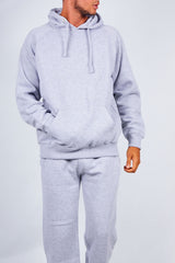 Mens Grey Basic Pullover Hood Tracksuit