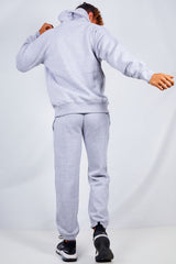 Mens Grey Basic Pullover Hood Tracksuit