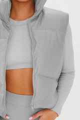 Grey Faux Leather Cropped Gilet