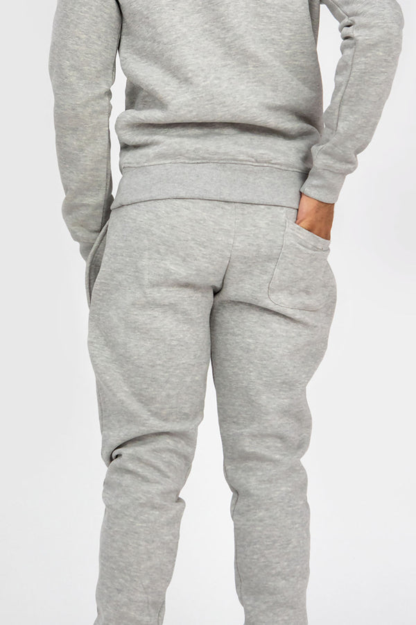 Grey Fleece Basic Crew Neck Tracksuit